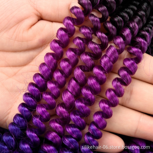 Spring Twist Crochet Braiding Hair Ombre Colors Black/Purple/Blue Synthetic Hair Extensions High Temperature Fiber 8Inch 100g